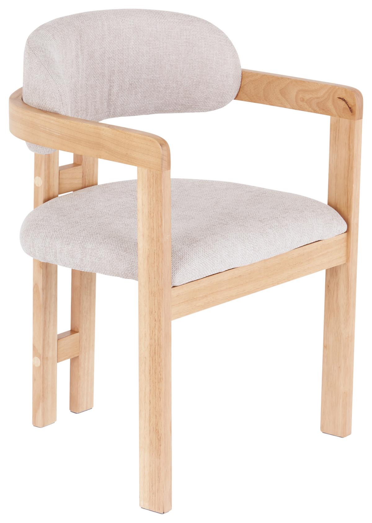 KRZESŁO Z PODŁOKIETNIKAMI SALLY - kolor dębowy/jasnobrązowy, Modern, drewno/tkanina (60/80/52cm) - MID.YOU
