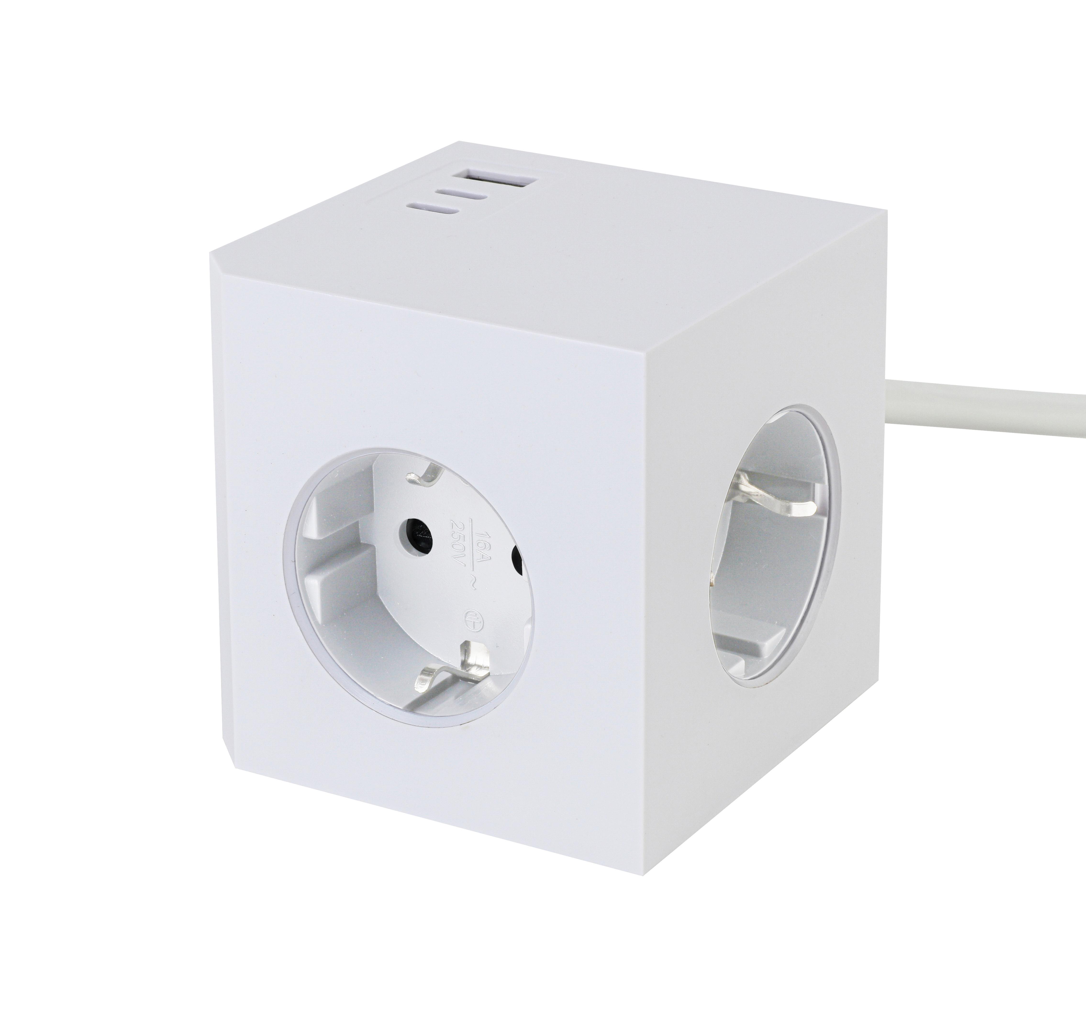 KOSTKA ZASILAJĄCA PLUG BOX - biały, Basics, tworzywo sztuczne (7,5/7,5/7,5cm) - Mican