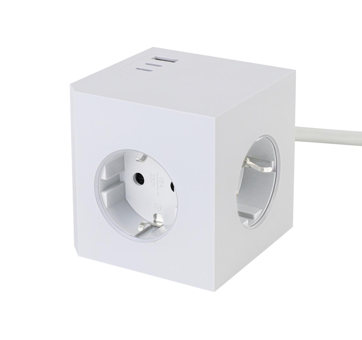 KOSTKA ZASILAJĄCA PLUG BOX - biały, Basics, tworzywo sztuczne (7,5/7,5/7,5cm) - Mican