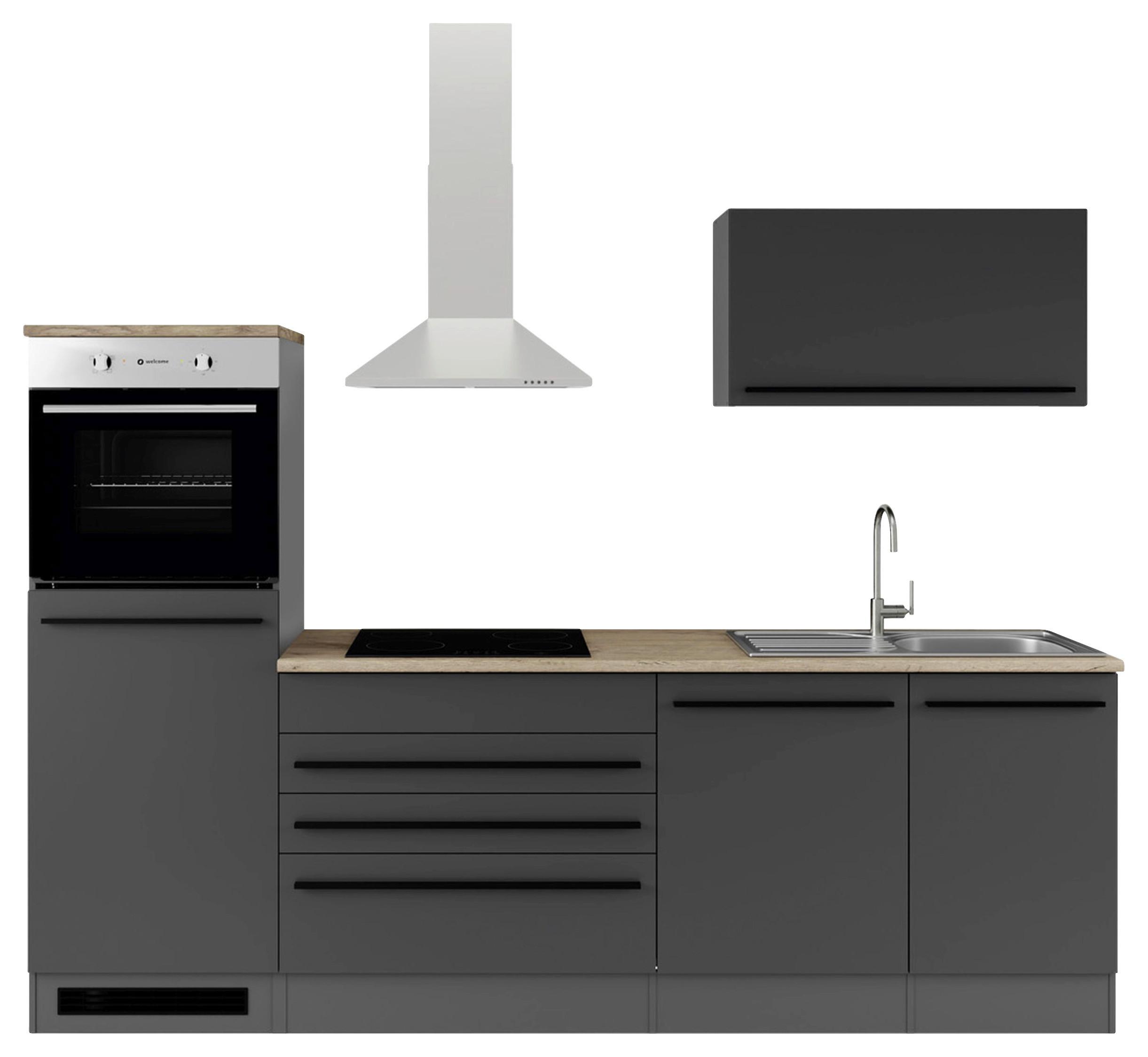 Blok Kuhinja Jazz 6 - boje hrasta/crna, Moderno, drvni materijal (260/200/60cm) - Mömax
