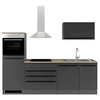 Konyhablokk Gépek Nélkül Jazz 6 - tölgyfa színű/fekete, Modern, faalapú anyag (260/200/60cm) - Modern Living
