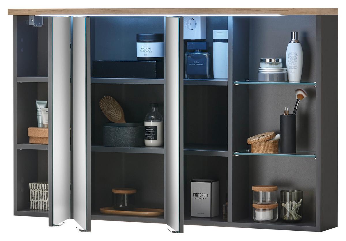 Spiegelschrank Memphis Grau - MODERN, Glas/Holzwerkstoff (110/70/22cm) - Mömax