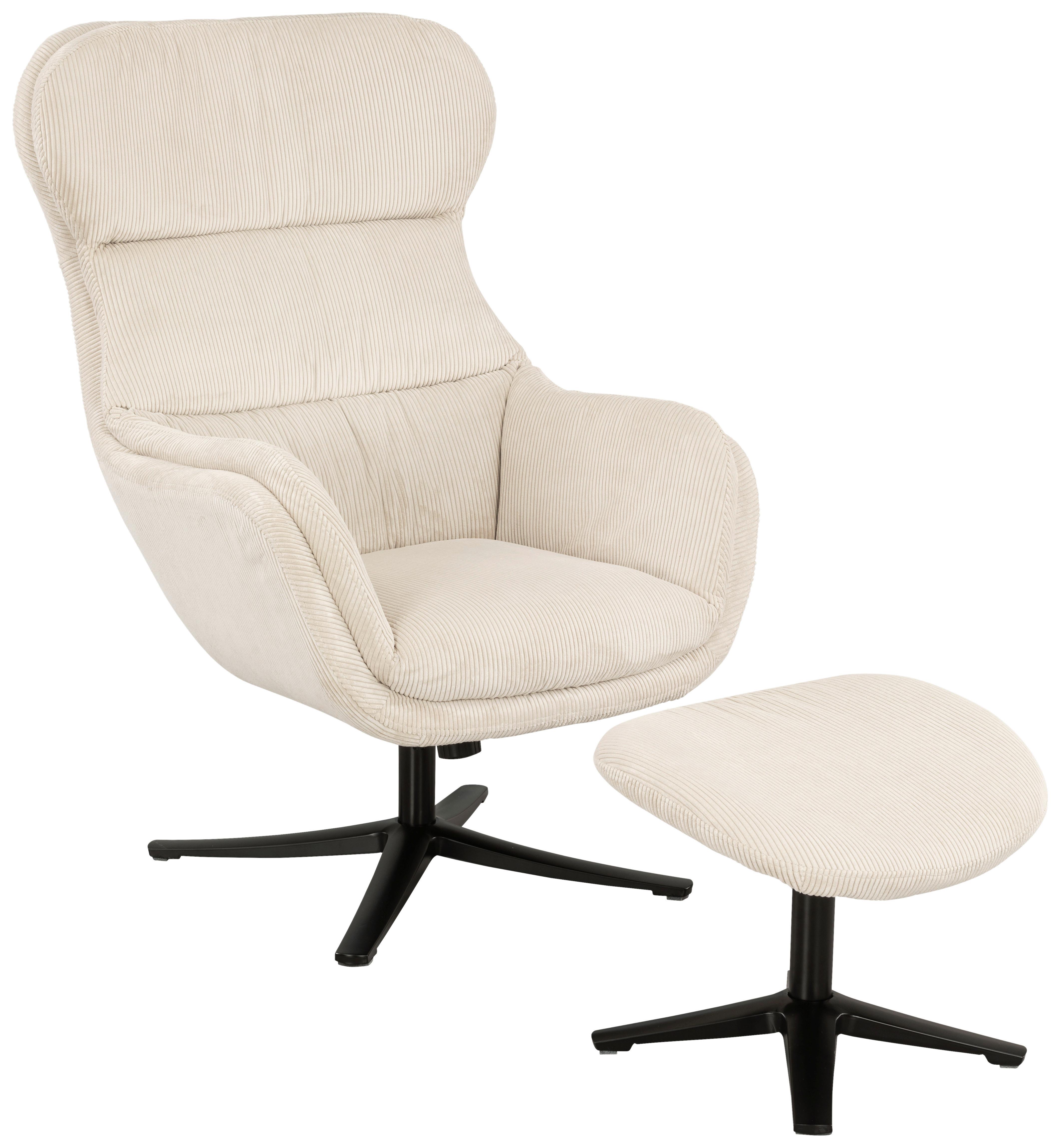 Set S Foteljem Tabbe, Bež, Žamet - črna/bež, Moderno, kovina/tekstil (76/110/88,5cm) - Modern Living