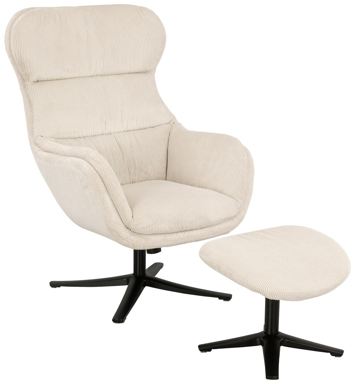 Set S Foteljem Tabbe, Bež, Žamet - črna/bež, Moderno, kovina/tekstil (76/110/88,5cm) - Modern Living