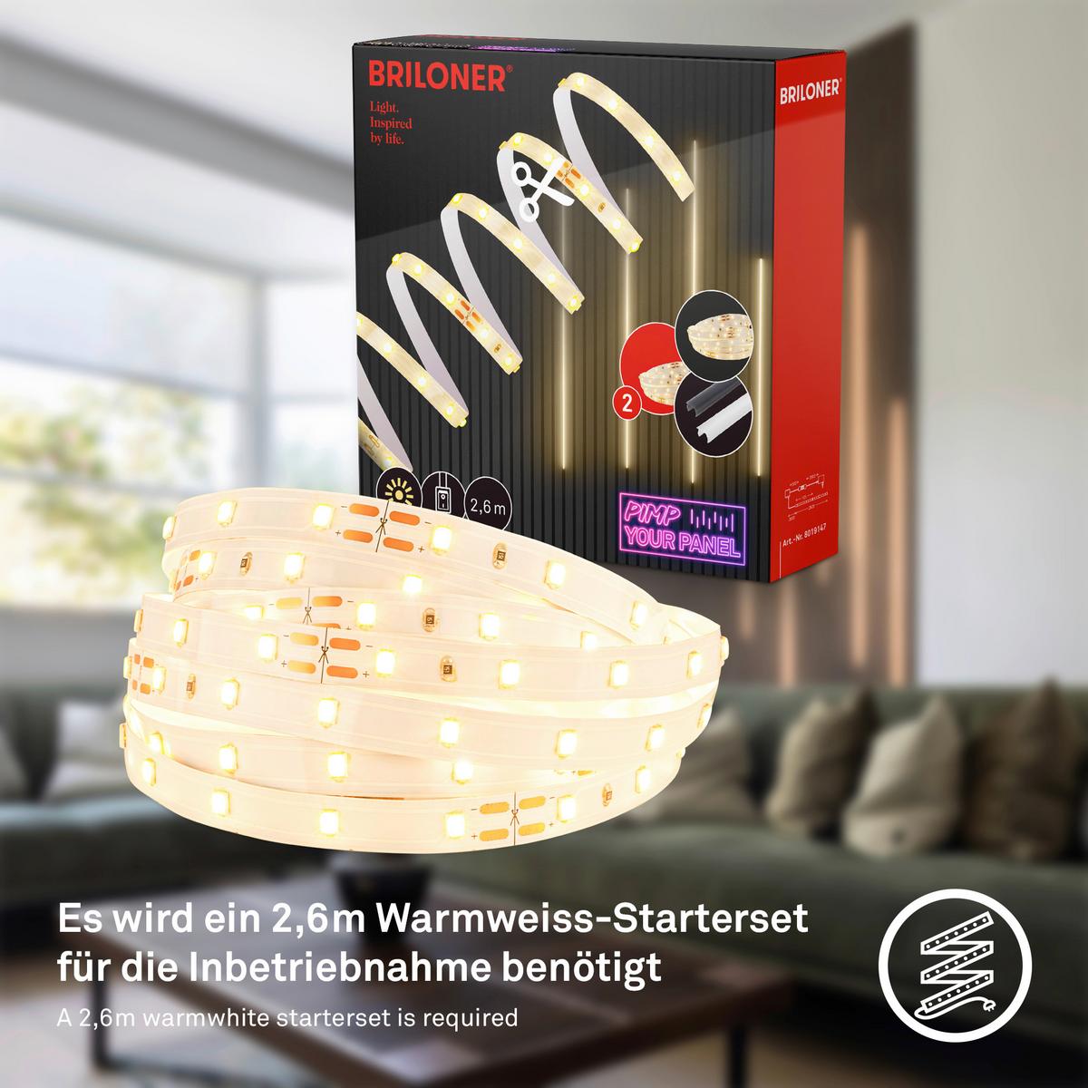 TAŚMA LED 8019147 PYP EXTENSION SET ON/O - biały, Basics, tworzywo sztuczne (260/260cm) - Briloner