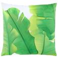 Zierkissen Leaf Grün/Weiß 45x45cm - Grün, LIFESTYLE, Textil (45/45cm) - MÖMAX modern living