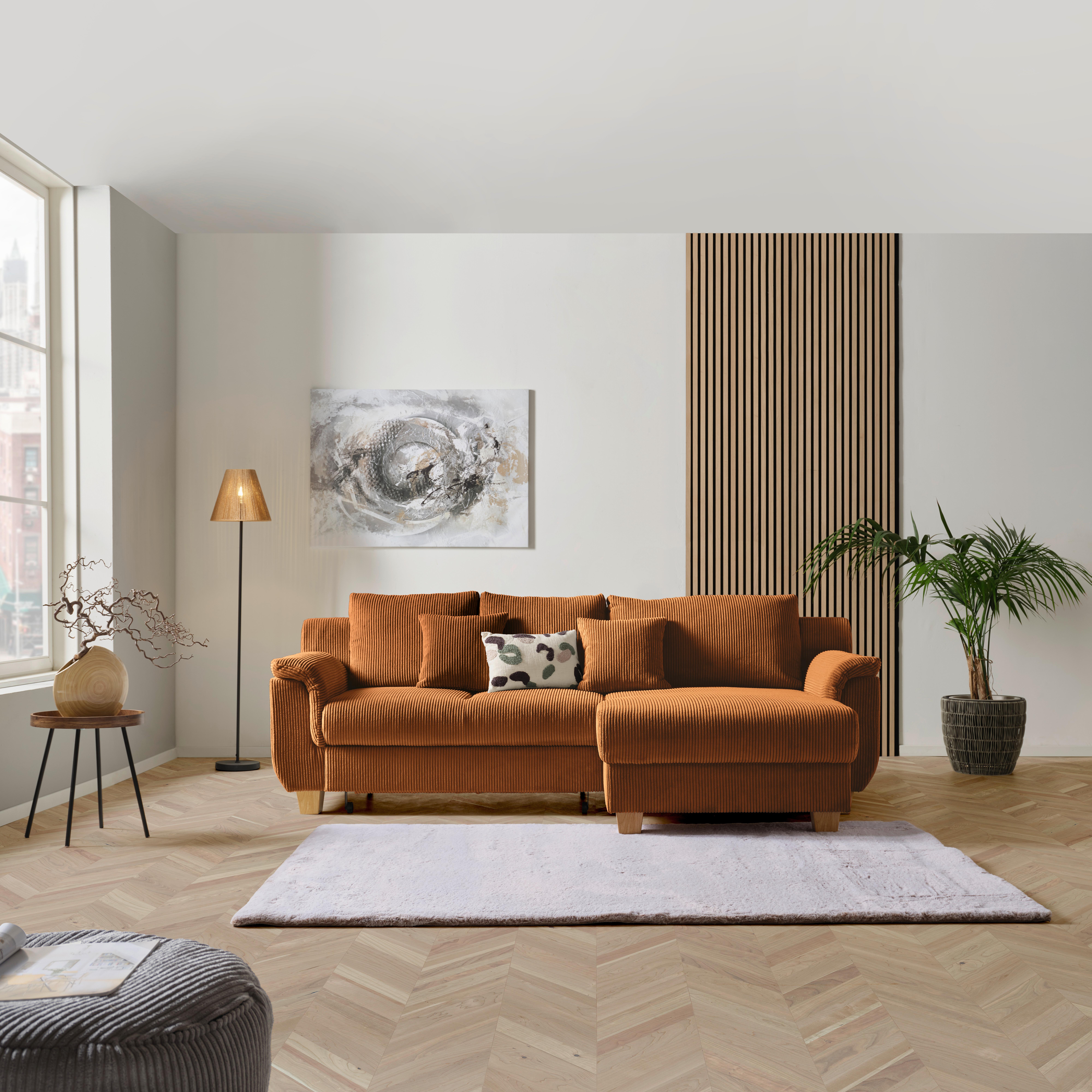 Colţar ALEX - miere, Modern, textil (246/88cm)