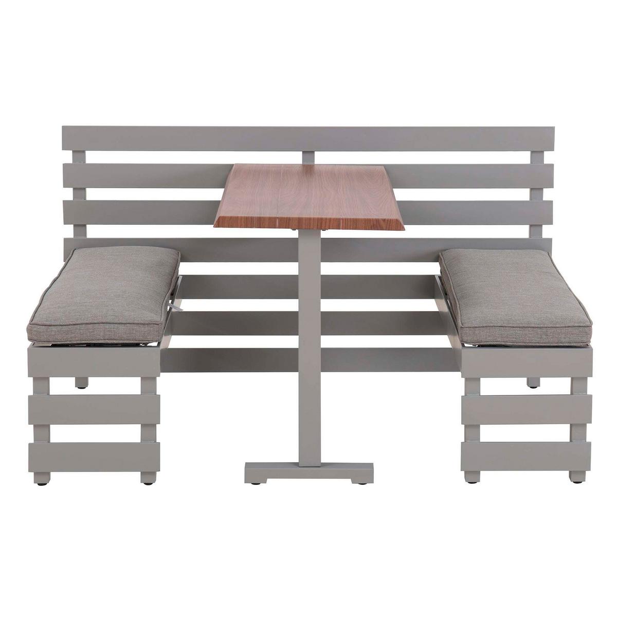 Gartenset Lagos Grau/Beige, 4-teilig - Hellbraun/Beige, Basics, Textil/Metall (126/86/157cm) - Modante