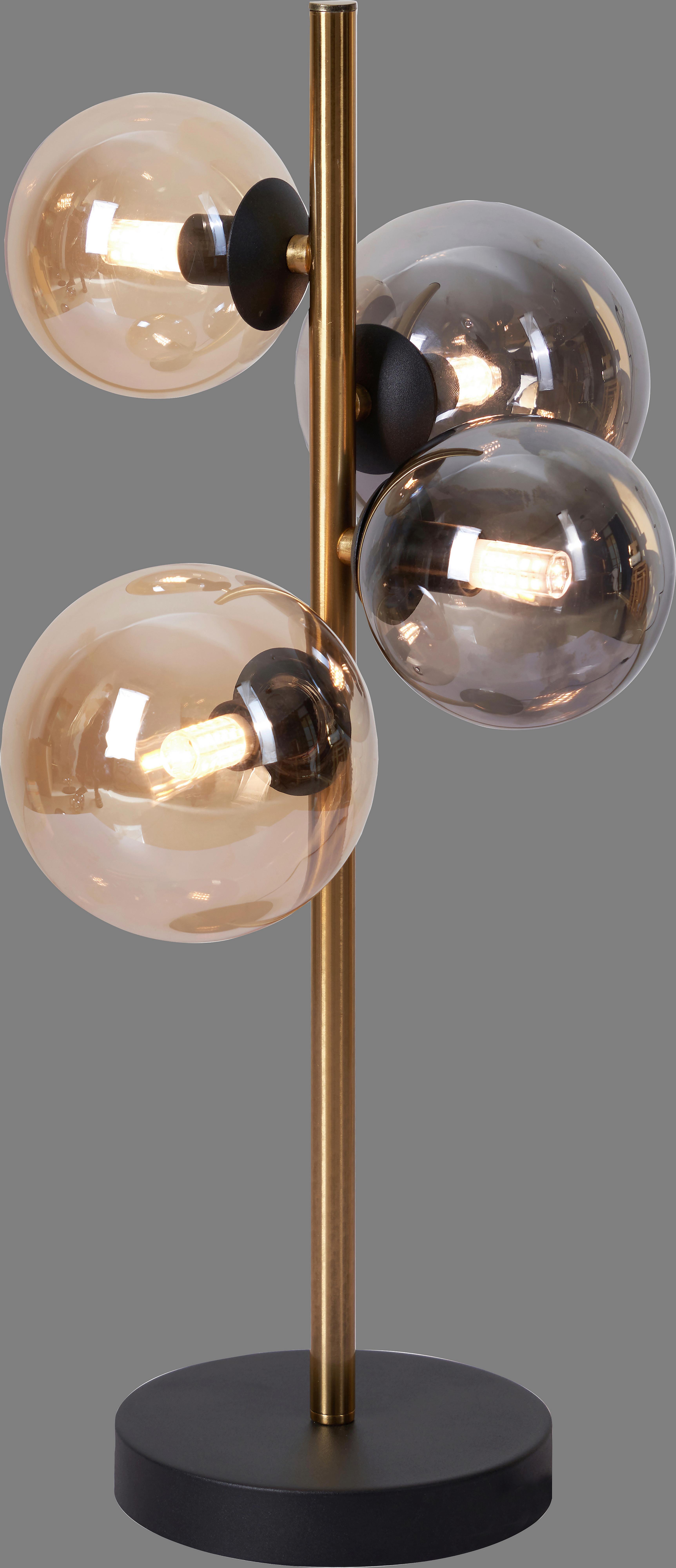 LAMPA STOŁOWA LED AMBEROK *DK* - kolor bursztynowy/czarny, Lifestyle, metal/szkło (23,7/19,3/48cm) - Dieter Knoll