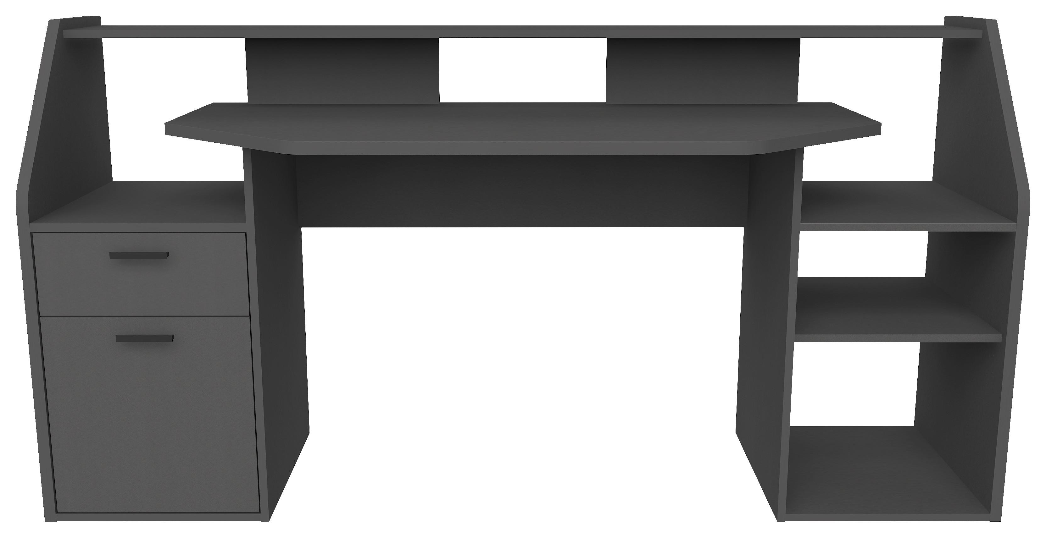 Računalniška Miza Zocker 1 - črna/antracit, Moderno, umetna masa/leseni material (180/93/68cm) - Modern Living
