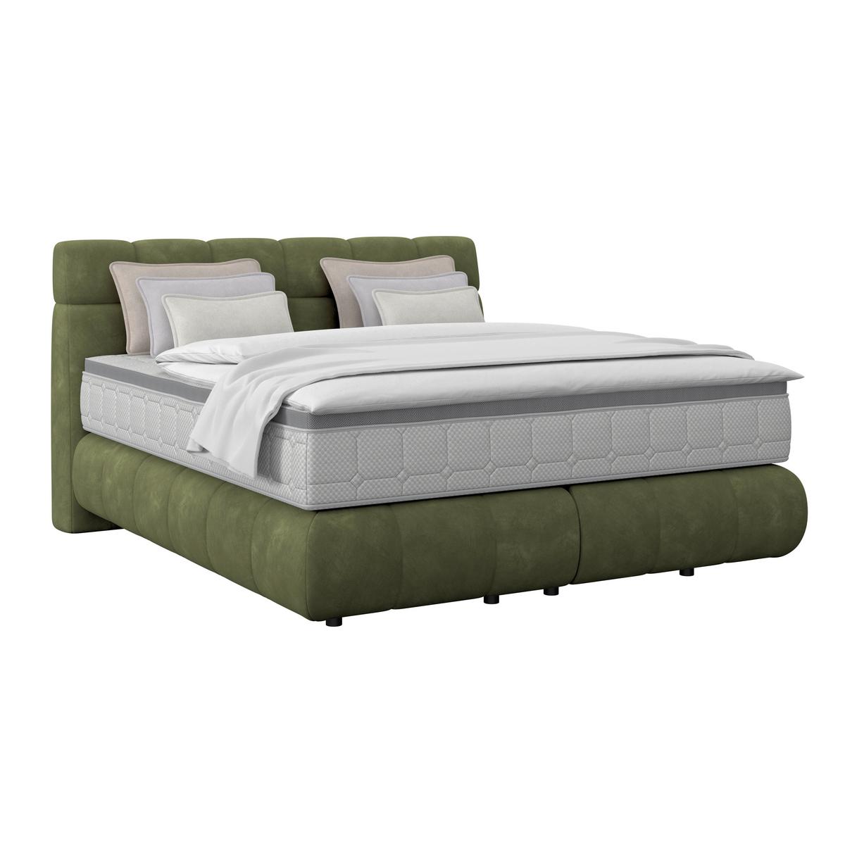 Boxspring Krevet Nobu - tamno zelena/crna, Trend, drvo/tekstil (180/200cm) - Premium Living
