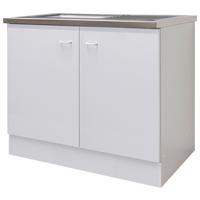 Kuhinjska Spodnja Omarica Speed, Bela - bela/svetlo siva, Konvencionalno, umetna masa/leseni material (100/85/50cm) - FlexWell