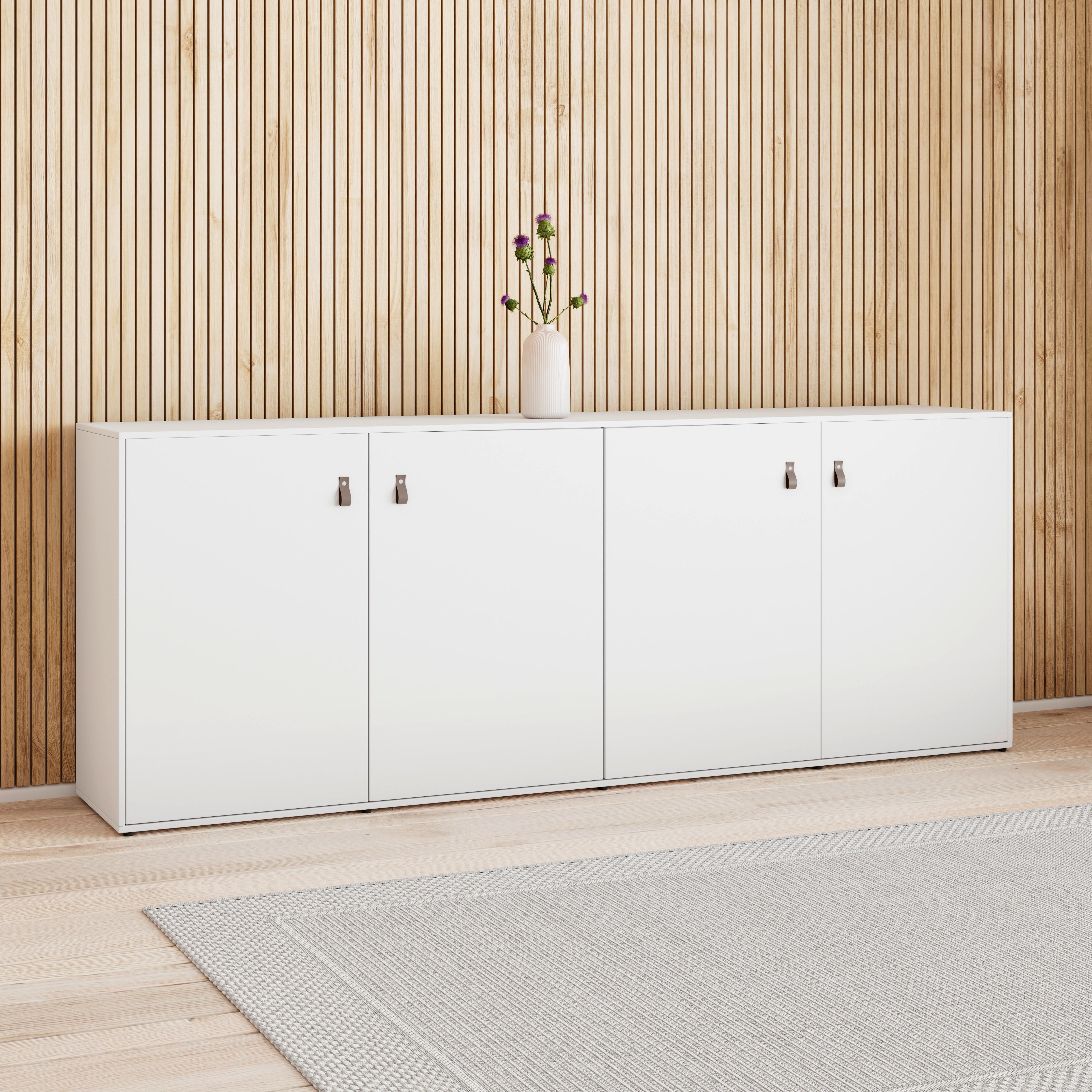 Sideboard Mick ca. 180x70x40 cm Weiss - Schwarz/Braun, MODERN, Kunststoff (180/69,5/40cm) - Bessagi Home