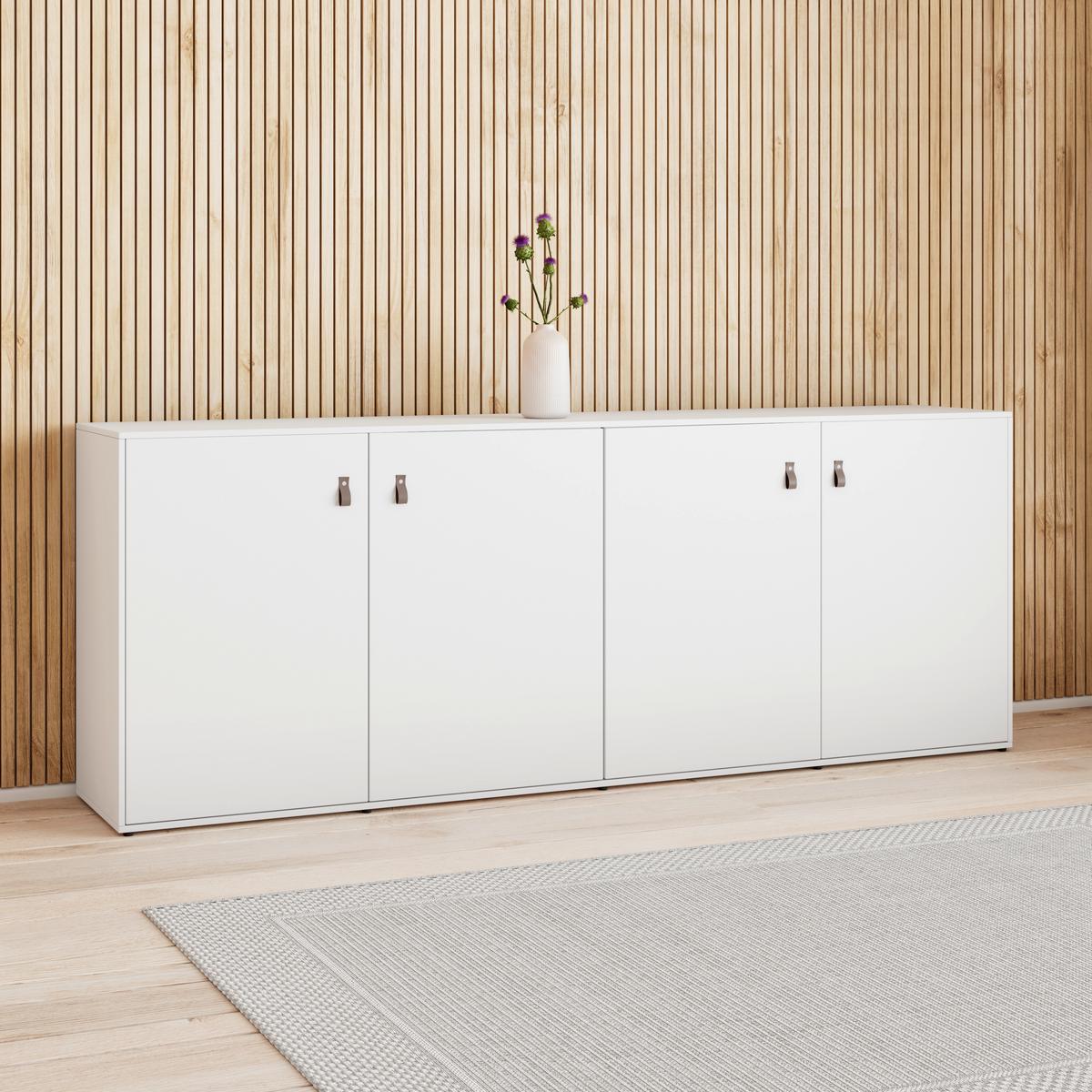 Comodă cu uși MICK - alb, Modern (180/69,5/40cm) - Bessagi Home