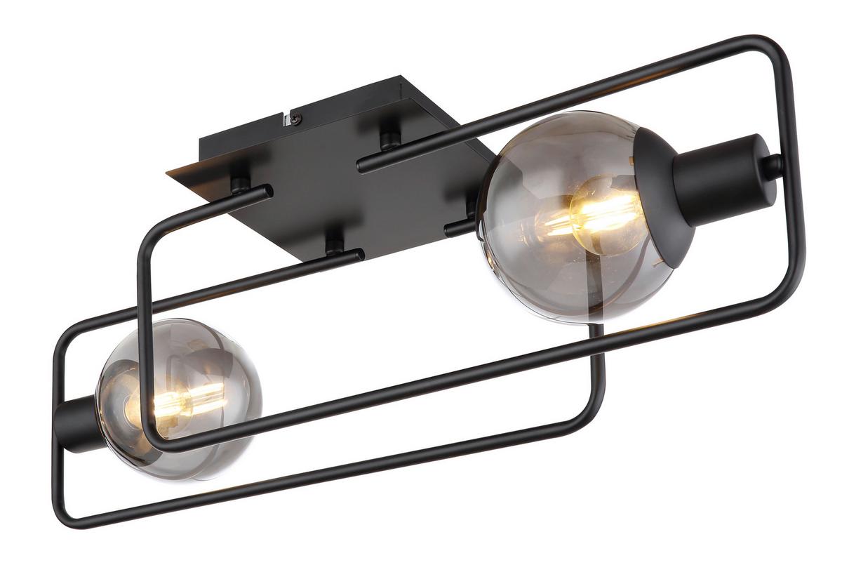 Deckenleuchte Blama max. 40 Watt - Schwarz, Design, Glas/Metall (61/23/19cm) - Globo