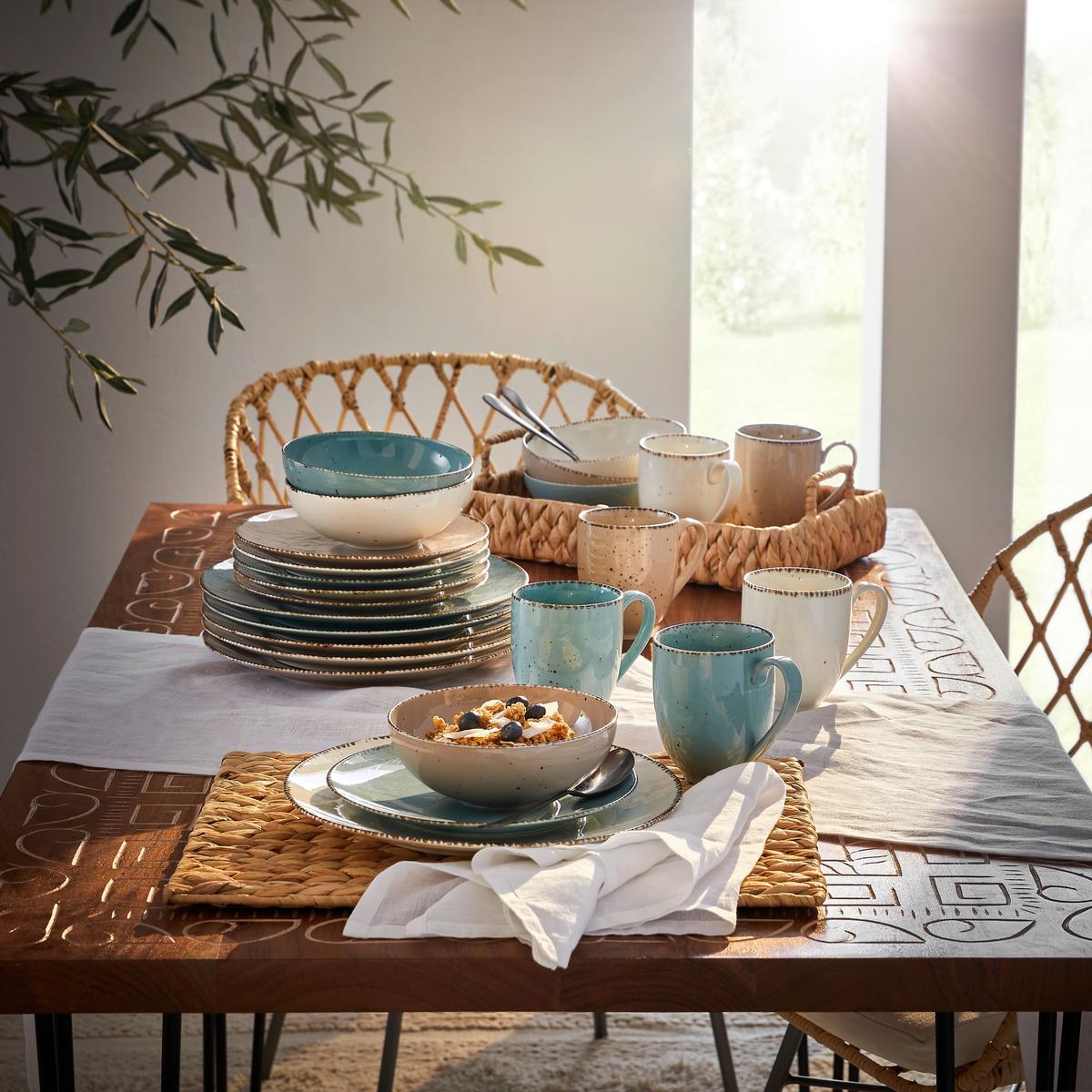 SERWIS OBIADOWO-ŚNIADANIOWY URBAN LIFE - turkusowy/biały, Design, ceramika - Landscape