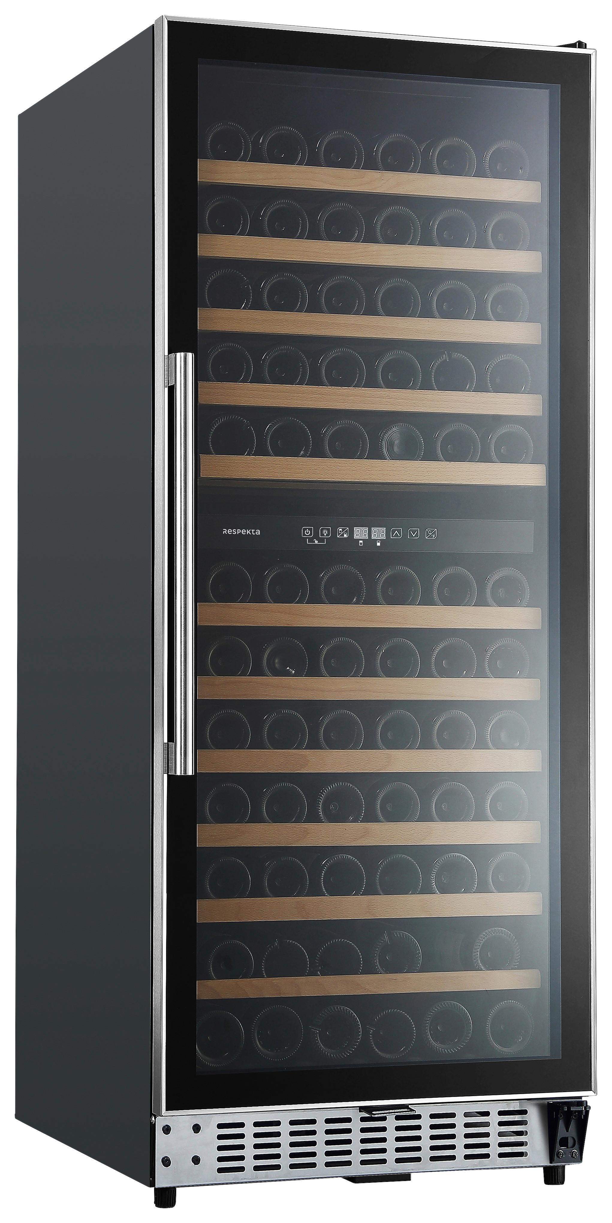 Weinkühlschrank Tito für 122 Flaschen Schwarz - Schwarz, Trend, Glas/Kunststoff (59,5/146 - 148/69cm) - Respekta