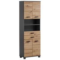 Visoka Omara Palermo, Antracit, Barva Hrasta - črna/antracit, Konvencionalno, kovina/umetna masa (60/181/33cm) - Stylife