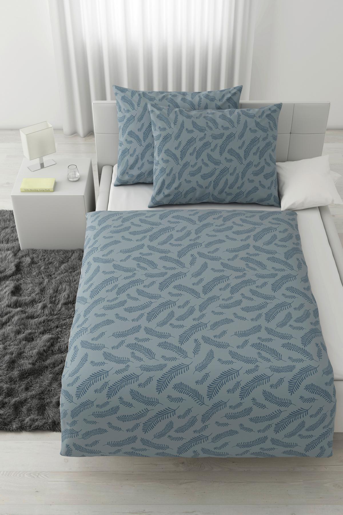 Lenjerie de pat Ferns,cca. 200x220/2x50x70 cm - albastru, Modern, textil (200/220cm) - Mömax