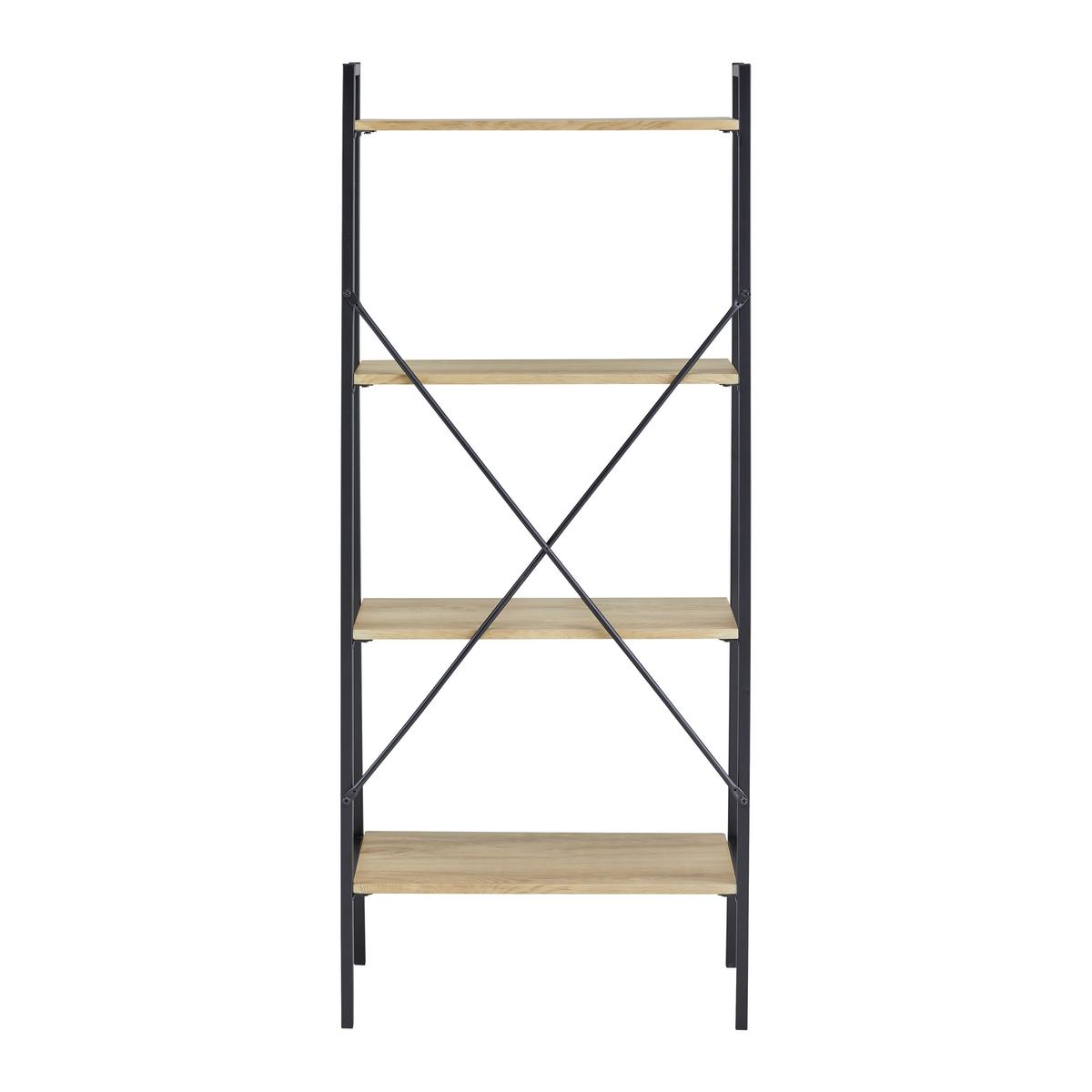 Standregal Giorgia ca. 60x148 cm Naturfarben/Schwarz MDF - Schwarz/Naturfarben, MODERN, Holz/Metall (60/148/32cm) - Bessagi Home