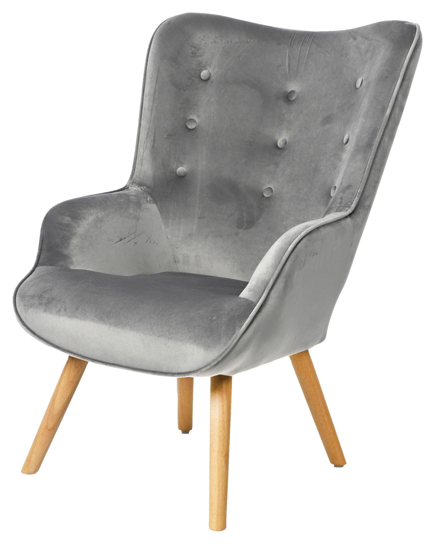 Fotel Malcolm - világosszürke, textil/fa (72/99/65cm)