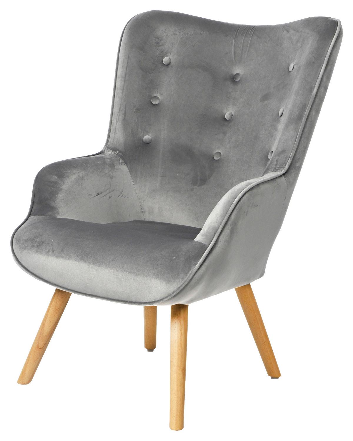 Fotel Malcolm - világosszürke, textil/fa (72/99/65cm)