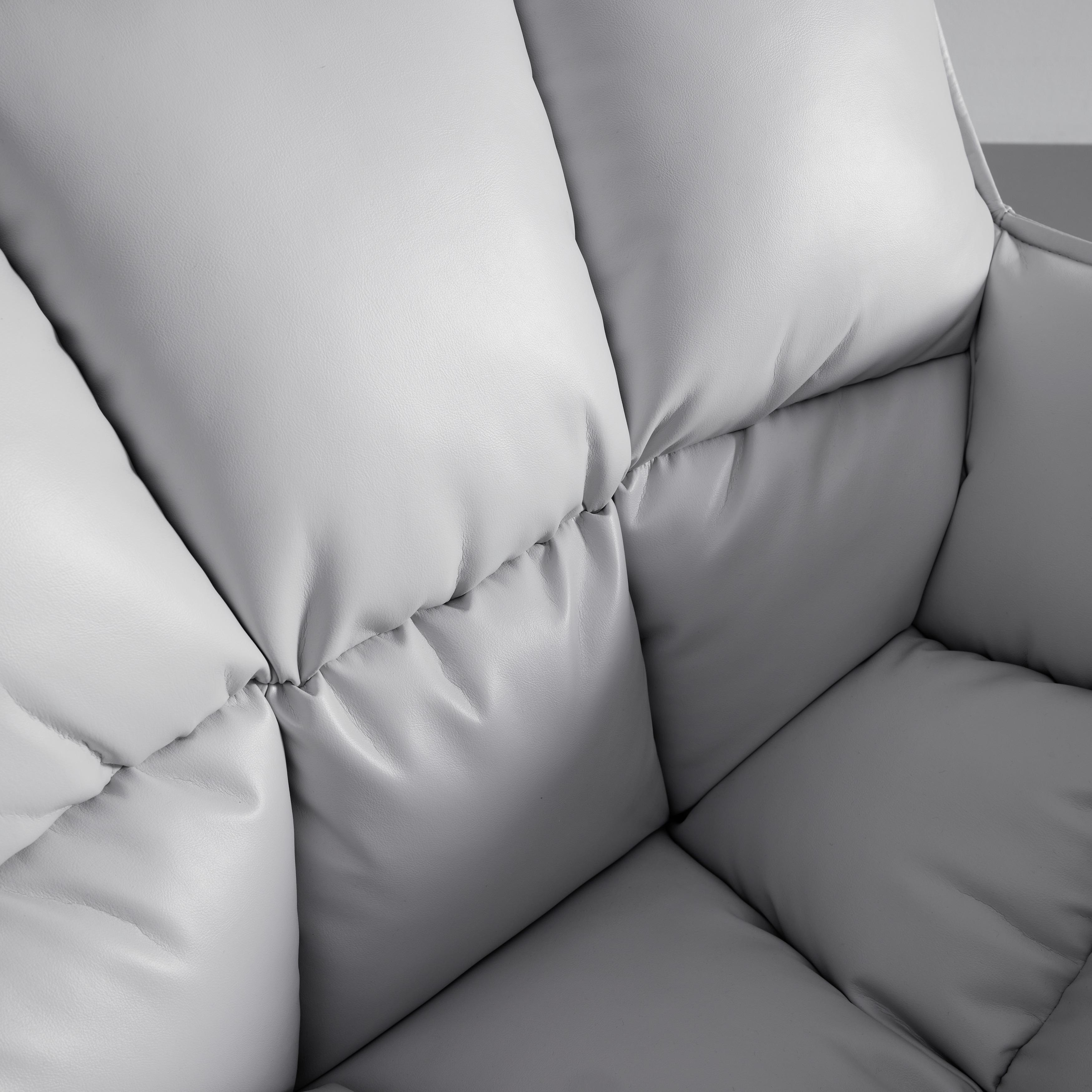 Sessel, hellgrau, "Liam", Leder - Hellgrau/Schwarz, MODERN, Textil/Metall (81/83/78cm) - Bessagi Home