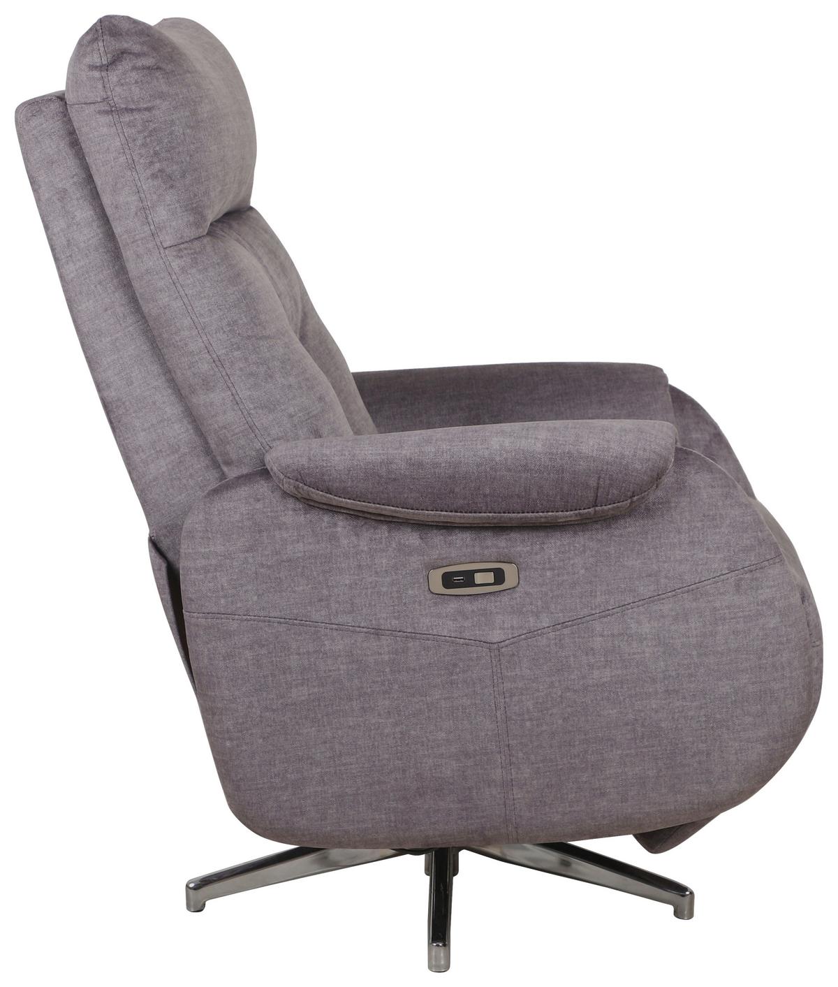 FOTEL TELEWIZYJNY MOON - szary/kolor chromowy, Modern, metal/tkanina (72/107/159cm)