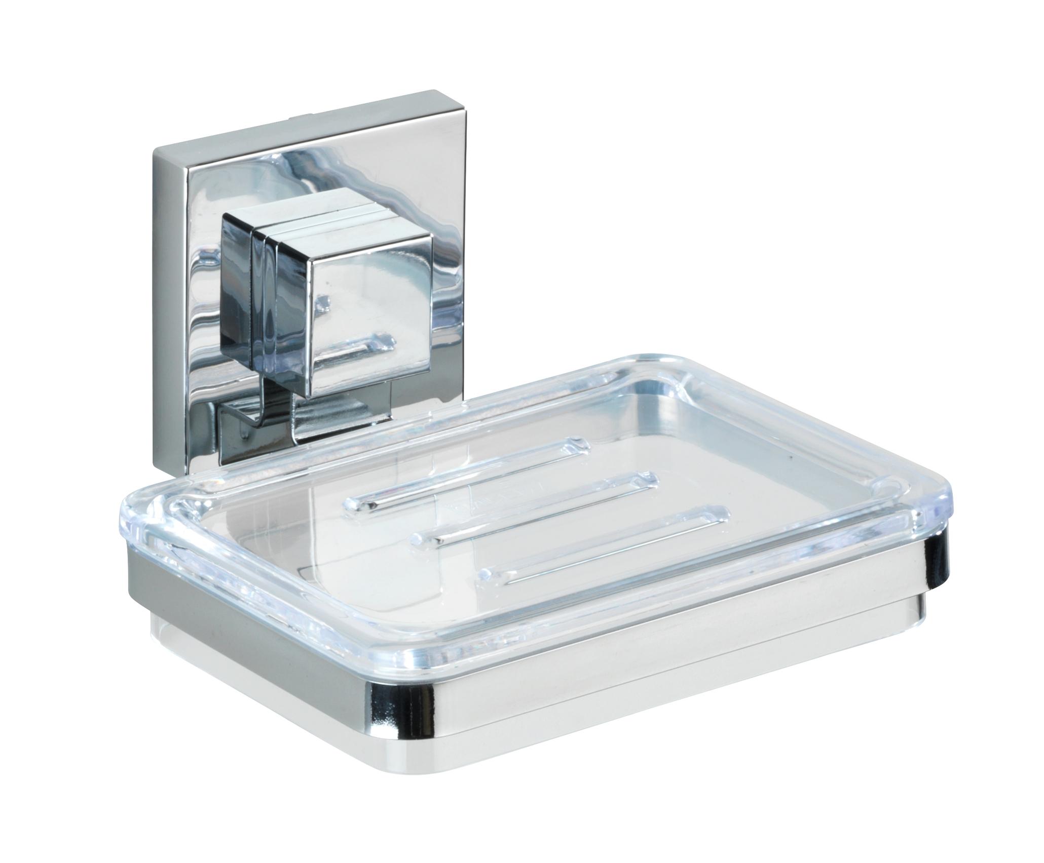 Savonieră Quadro - culoare crom, Modern, plastic/metal (12/7/12cm) - Wenko