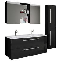 Badezimmer Budasi 4-tlg. ca. 145 cm Schwarz - Schwarz/Alufarben, MODERN, Keramik/Holzwerkstoff (145cm) - MID.YOU