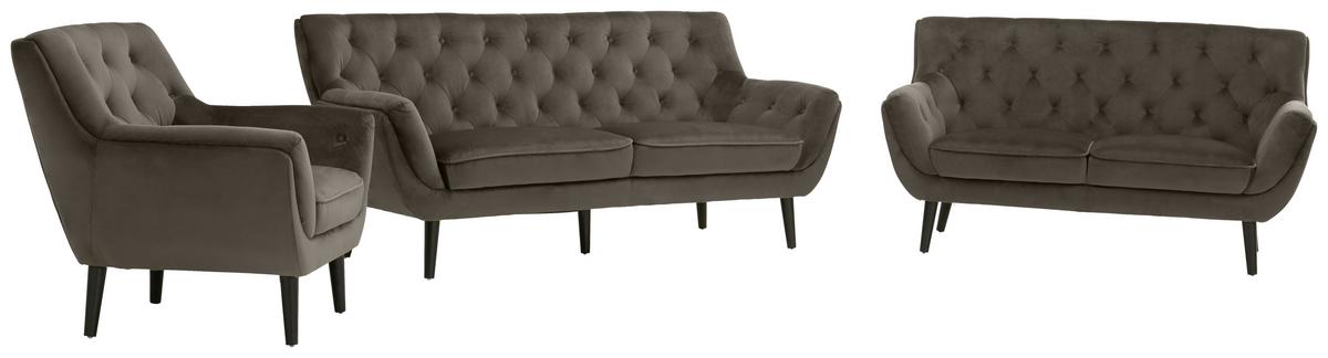 SOFA CHESTERFIELD STOCKHOLM - czarny/szary, Trend, tkanina (196/90/90cm) - Stylife