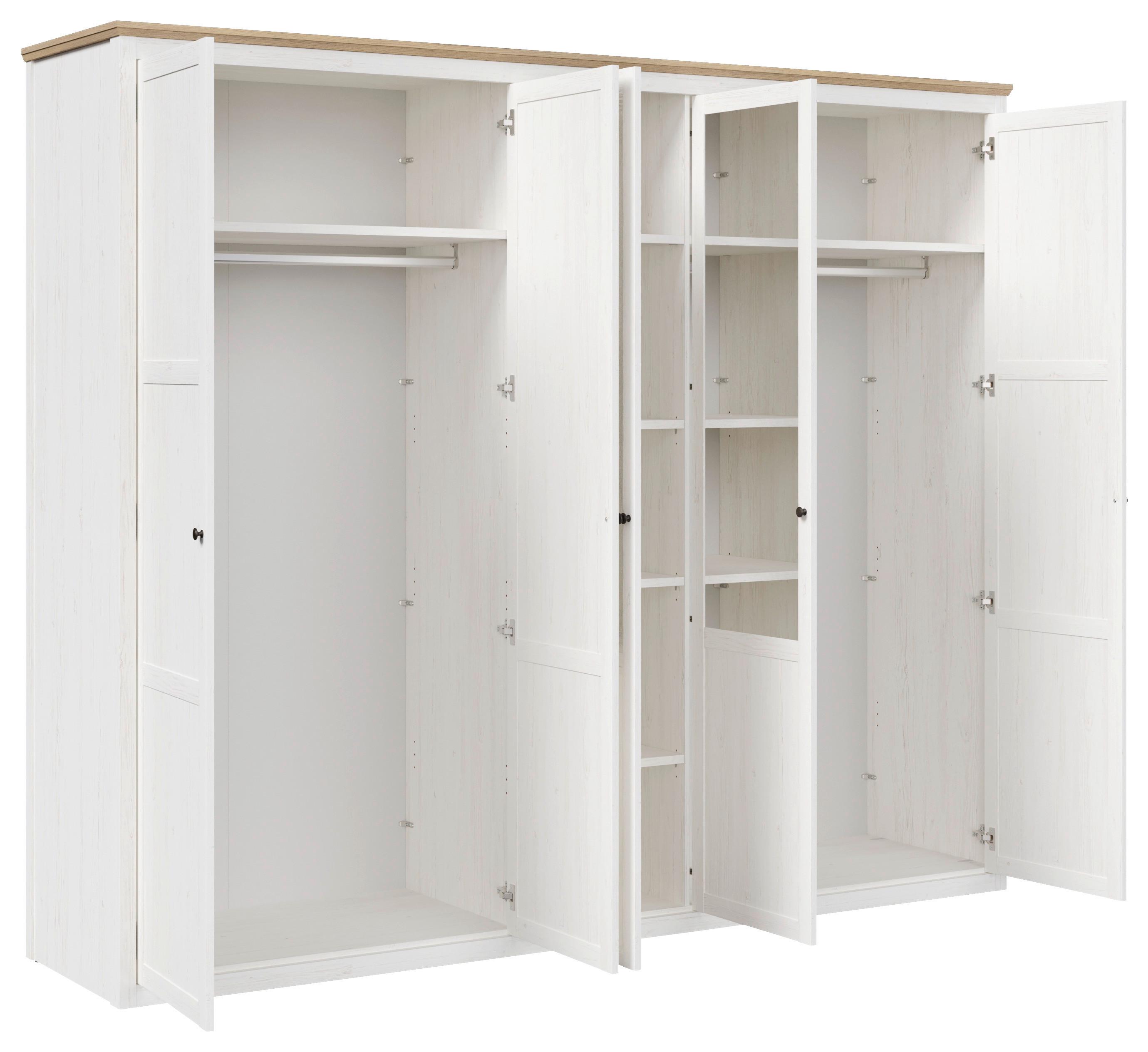 GARDEROB MED GÅNGJÄRNSDÖRRAR KORSIKA -EXKLUSIV- - svart/ekfärgad, Romantik / Lanthus, metall/trämaterial (258,1/219,7/62cm) - Mömax