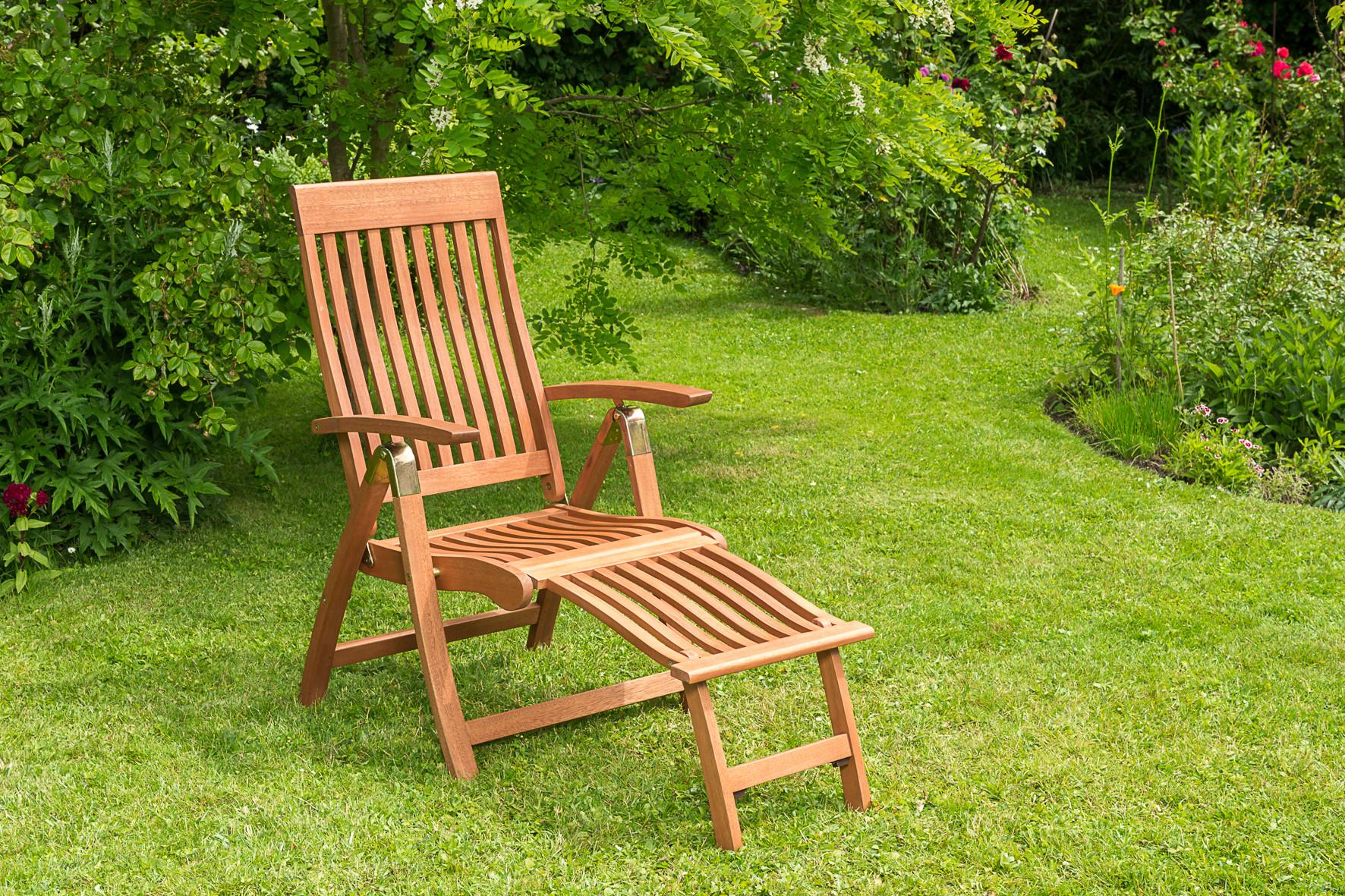 Gartenklappsessel Comodoro in Naturfarbe - Naturfarben, ROMANTIK / LANDHAUS, Holz (62/110/114cm) - Gardenson