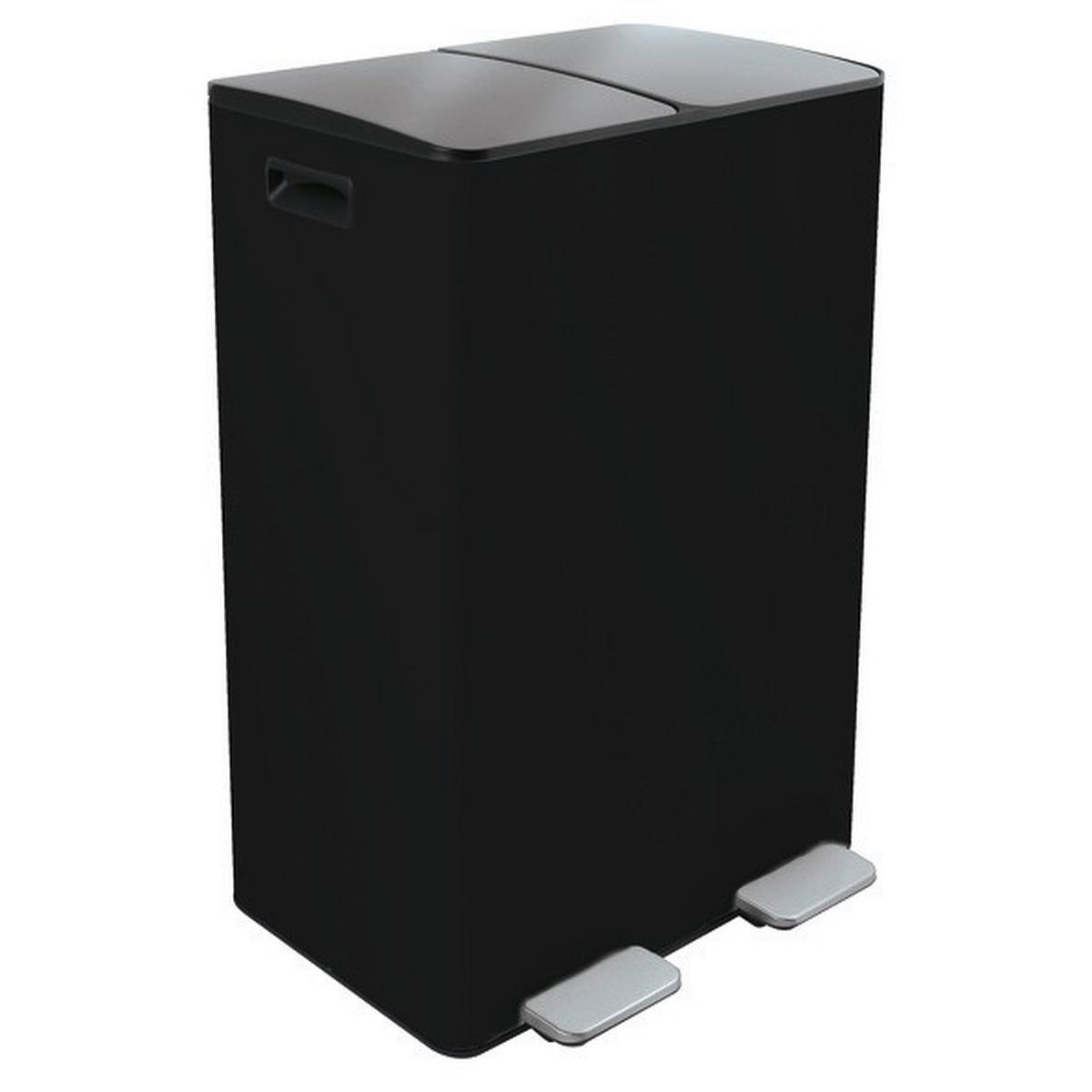 Abfalleimer Aliya Matt-Black - Schwarz, Basics, Kunststoff/Metall (45/30/71cm) - Spirella