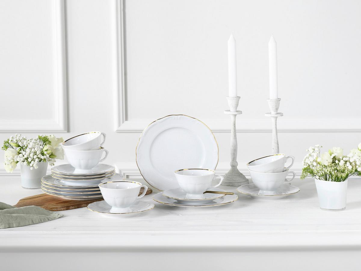 Kavni Servis Maria Theresia Gold, 18-Delni - zlate barve/bela, Basics, keramika - Creatable