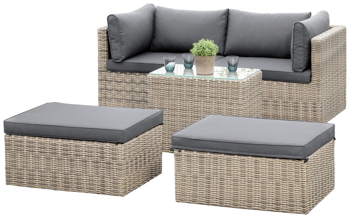Lounge Garnitura Licosa, Blazine - temno siva/siva, Konvencionalno, kovina/umetna masa (88/65/68cm) - Gardenson