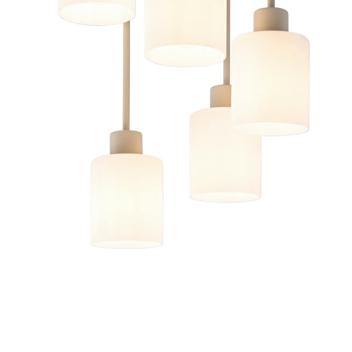 LAMPA WISZĄCA KINGA - biały/kolor piaskowy, Trend, metal/szkło (34/50cm) - Novel