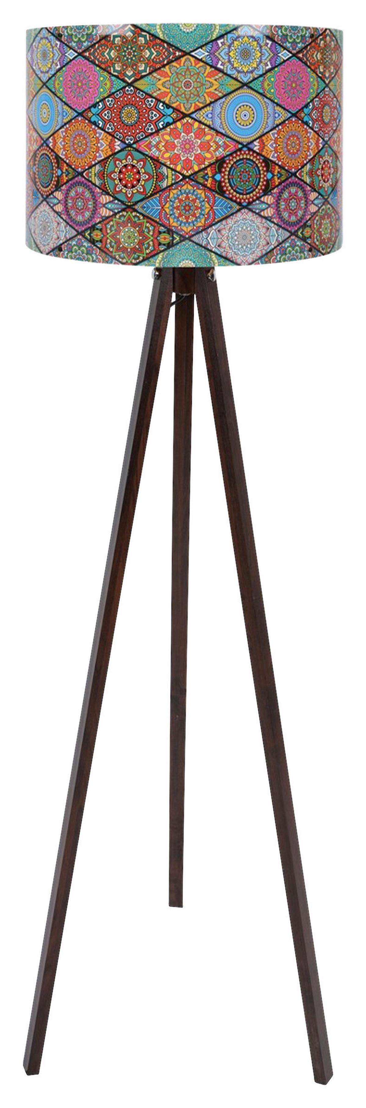 LAMPA STOJĄCA 3808007302 - czarny/różnokolorowy, Trend, materiał drewnopochodny/tworzywo sztuczne (38/145cm) - P & B