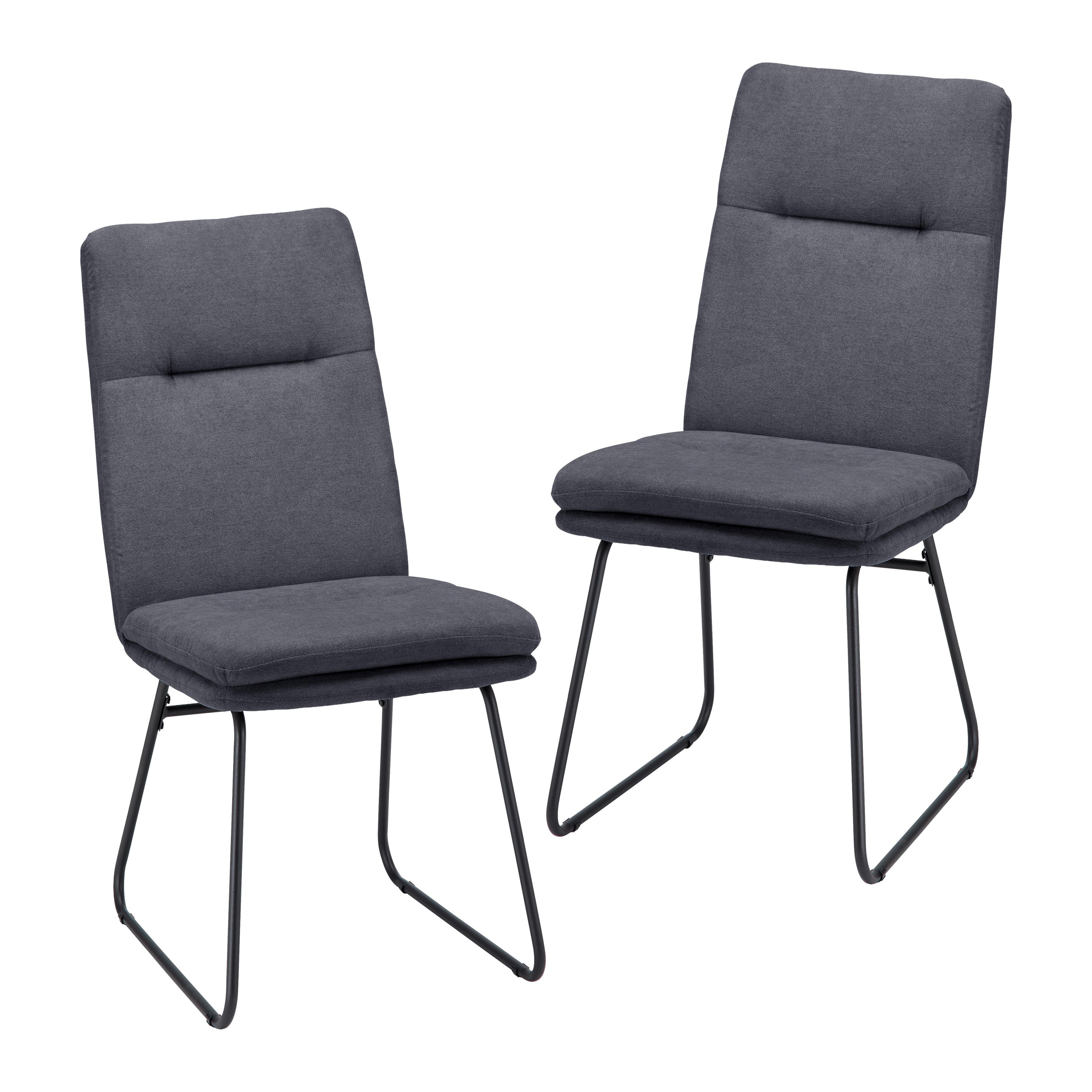 ZESTAW KRZESEŁ LEO - ciemnoszary/czarny, Modern, metal/tkanina (49/99/68cm) - Bessagi Home