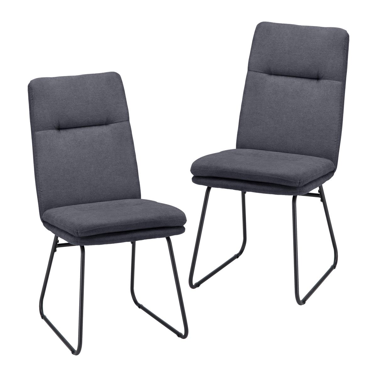 ZESTAW KRZESEŁ LEO - ciemnoszary/czarny, Modern, metal/tkanina (49/99/68cm) - Bessagi Home