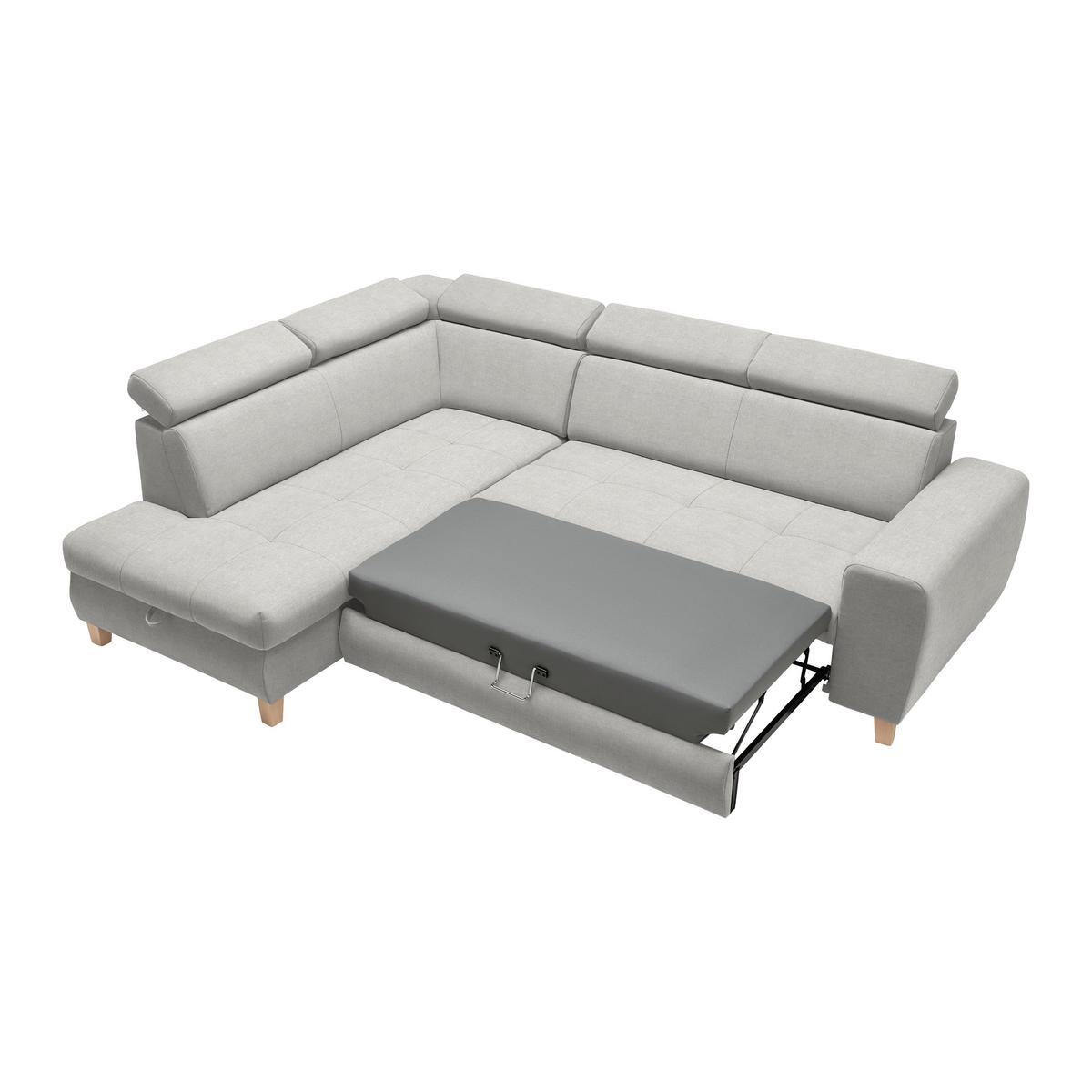 Ecksofa Lugo Hellgrau - Hellgrau, MODERN, Holz/Kunststoff (205/98/266cm) - Mömax