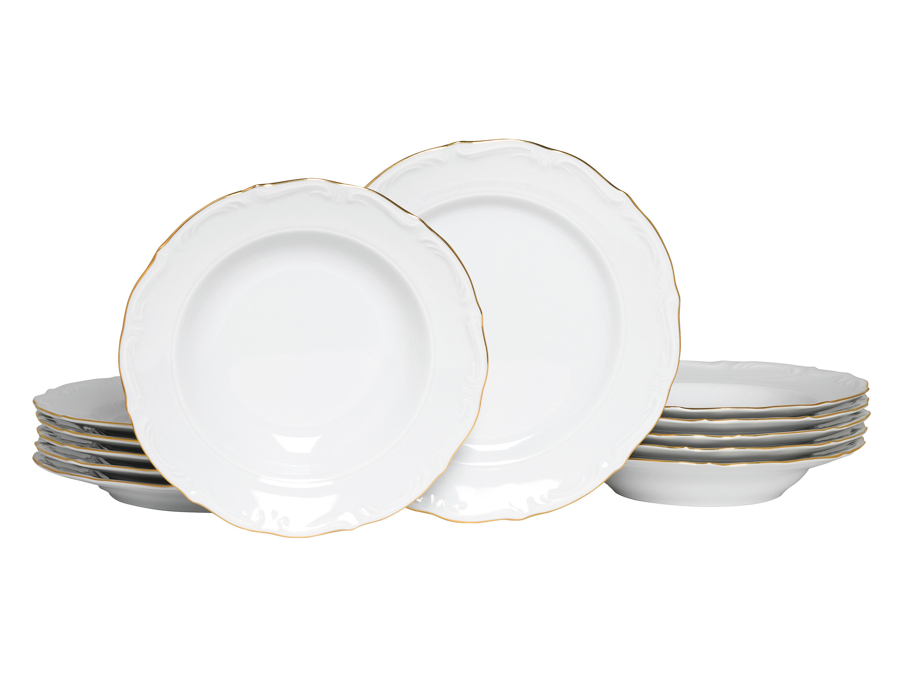 Jedilni Servis Maria Theresia Gold, 12-Delni - zlate barve/bela, Basics, keramika - Creatable