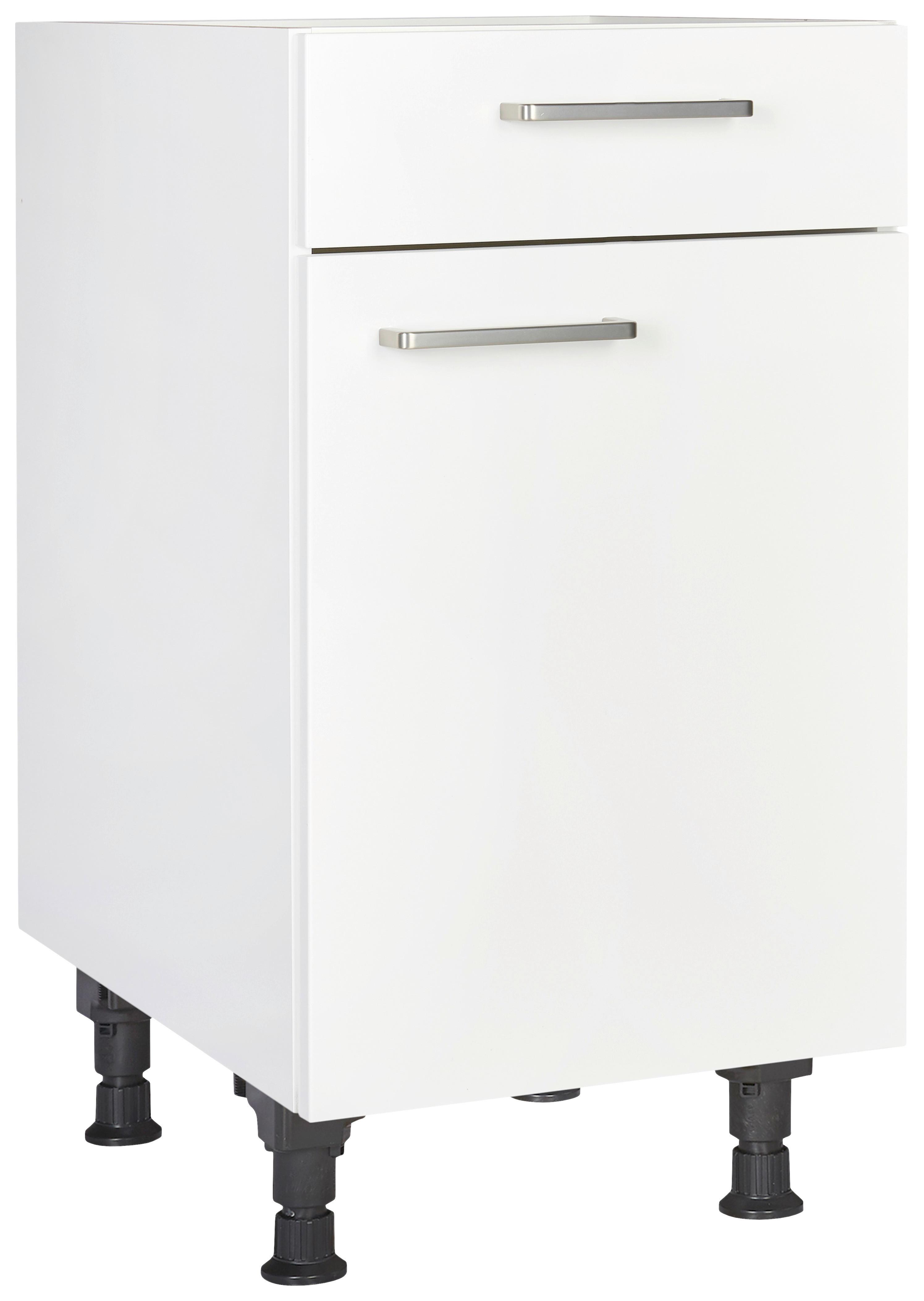 Schubkastenunterschrank Touch Weiß - Edelstahlfarben/Weiß, MODERN, Holzwerkstoff/Metall (45/87/56cm) - Nobilia