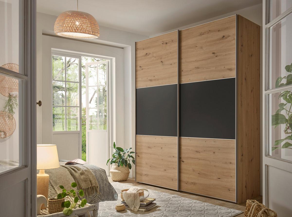 Ormar S Kliznim Vratima Includo - hrast Artisan/antracit, Design (200/222/68cm) - Premium Living