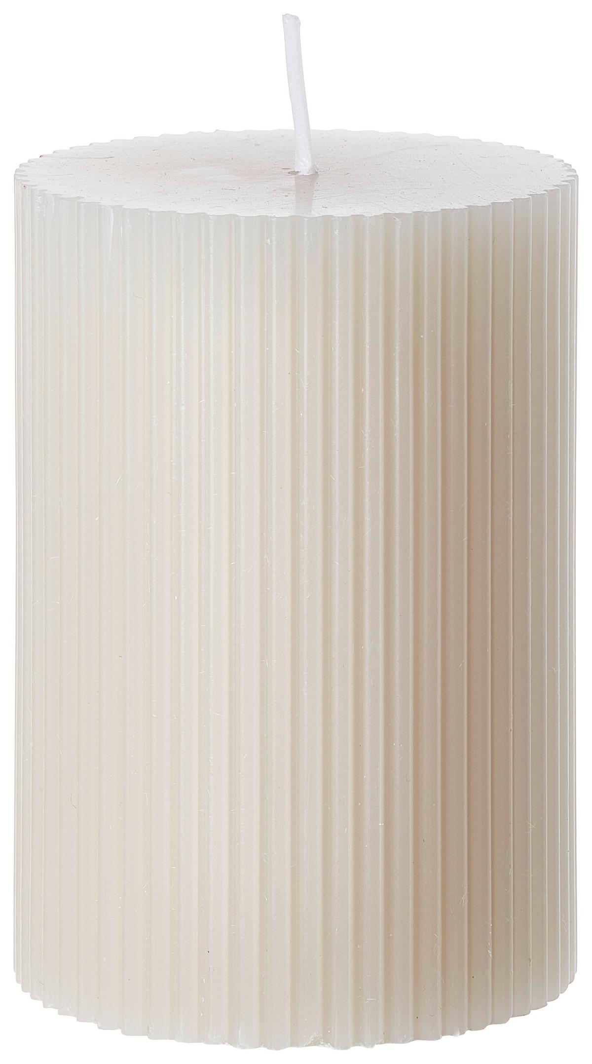 Stumpenkerze Stripes diverse Farben - Taupe/Hellrosa (7/10cm) - Premium Living