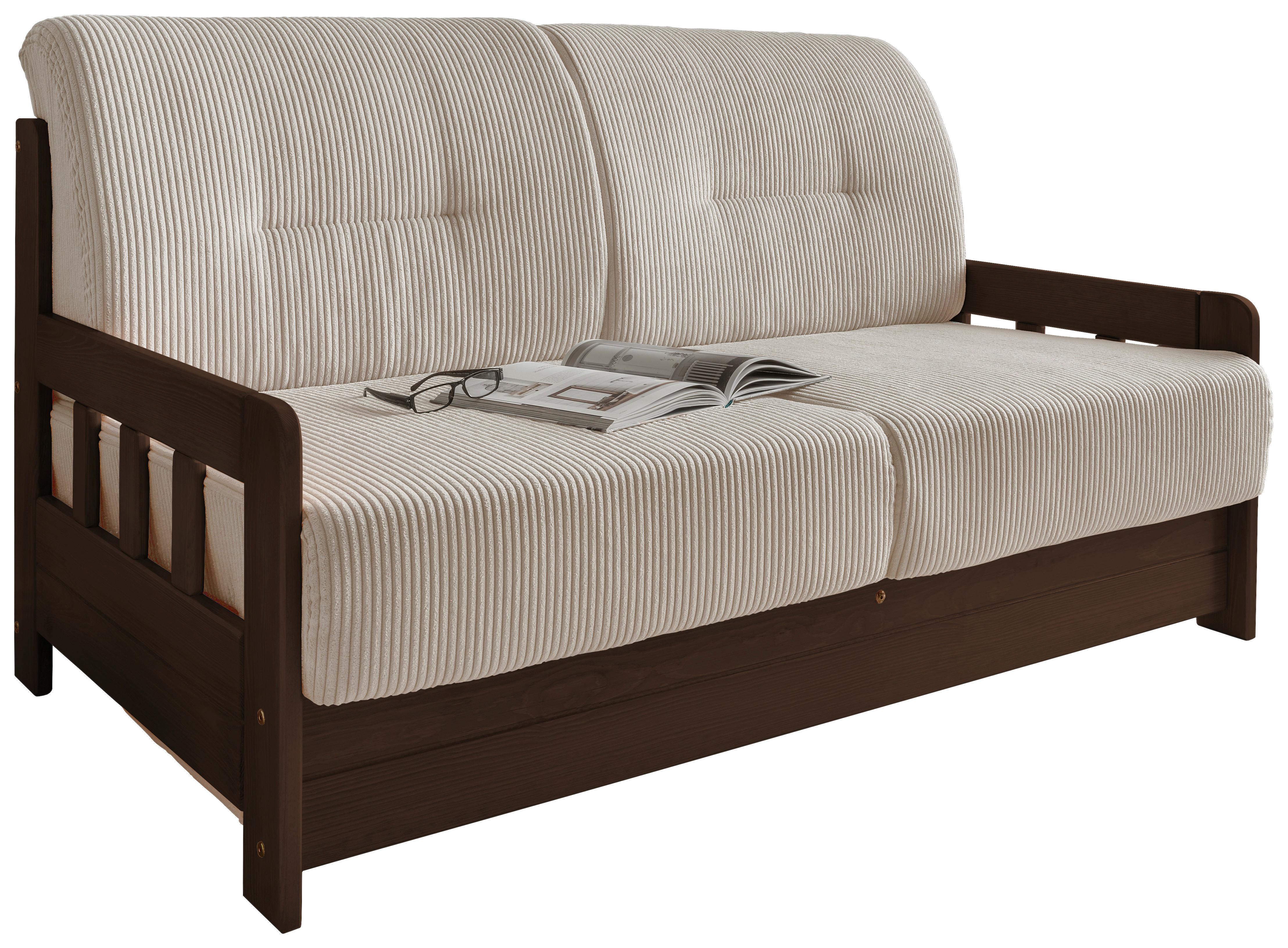 Schlafsofa Camino Holzkorpus Nussbaum/Beige - Beige/Nussbaumfarben, MODERN, Holz/Textil (154/88/90cm) - Livetastic