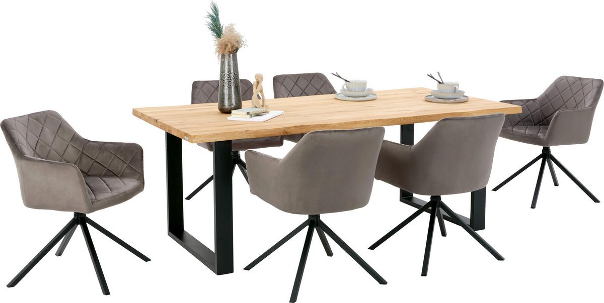 Masă WOOD 200 - culoare natur/negru, Konventionell, lemn/metal (200/75/100cm) - James Wood