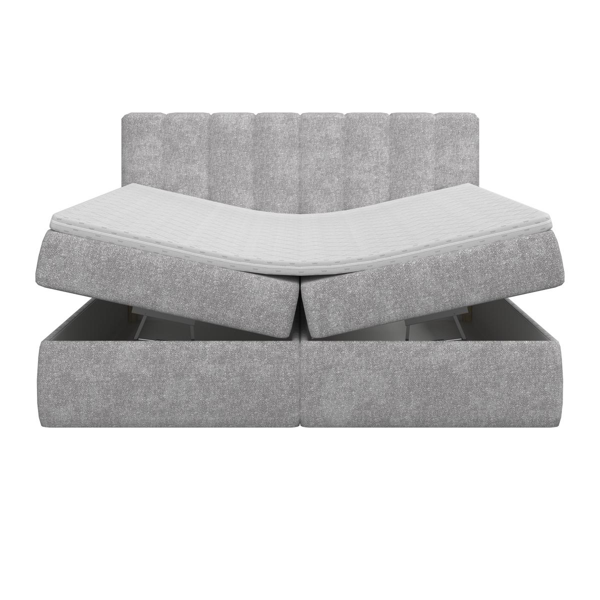 Boxbett Mala ca. 180x200 cm Hellgrau mit Topper - Hellgrau/Schwarz, MODERN, Holz/Holzwerkstoff (180/200cm) - Bessagi Home