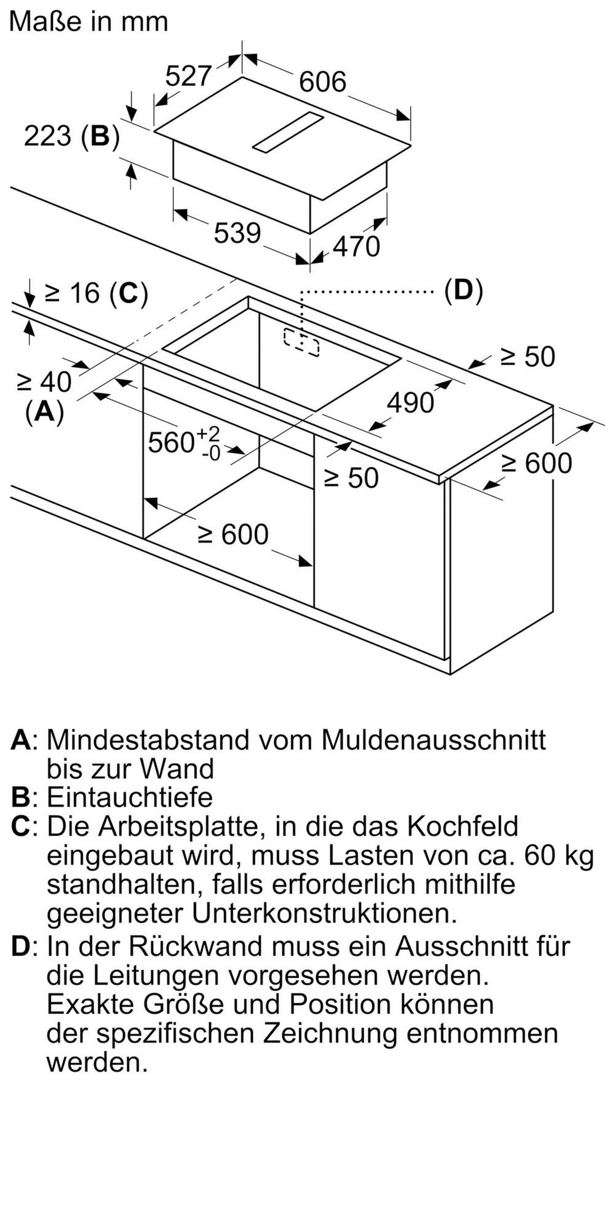 Kochfeld-Dunstabzug-Kombi PVS695B16E - Schwarz, MODERN, Glas/Metall (60,6/22,3/52,7cm) - Bosch