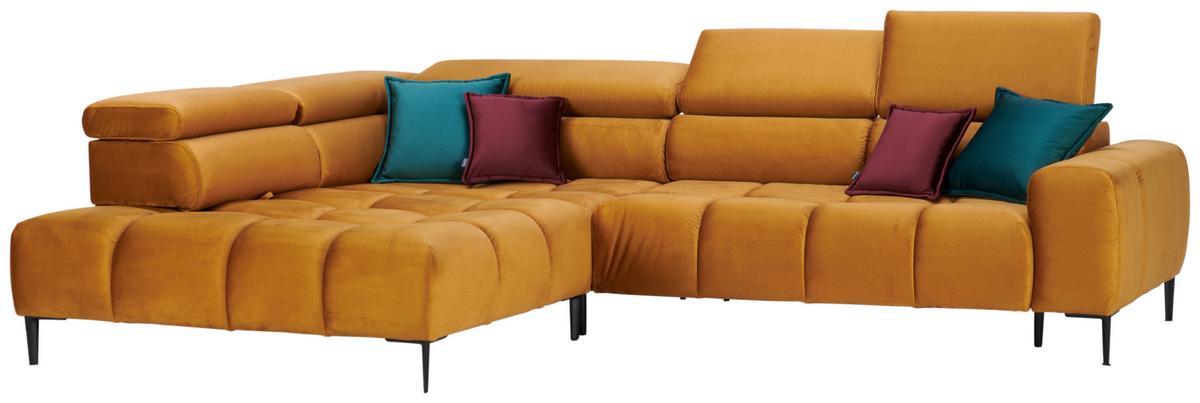 Kutna Garnitura Imperia - curry žuta/crna, Design, tekstil/metal (216/300cm) - Modern Living